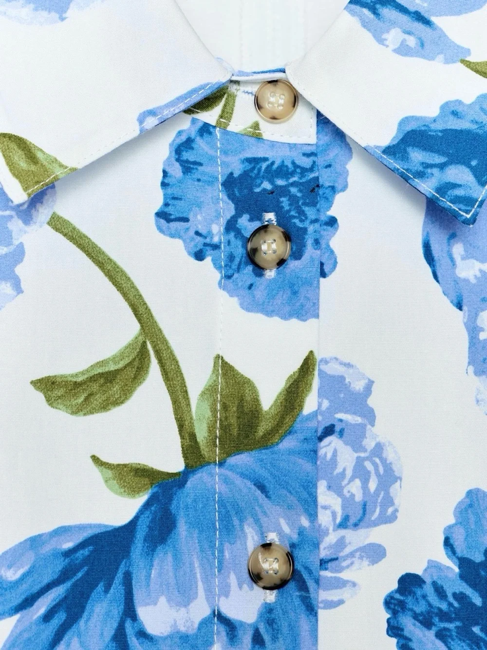 Zara White Blouse with Blue Floral Print
